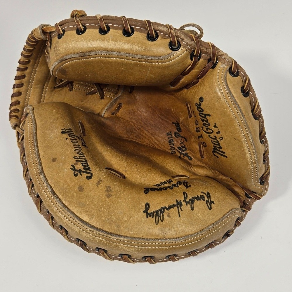 Vintage MacGregor G180H Randy Hundley Leather Baseball Catchers Mitt Made USA